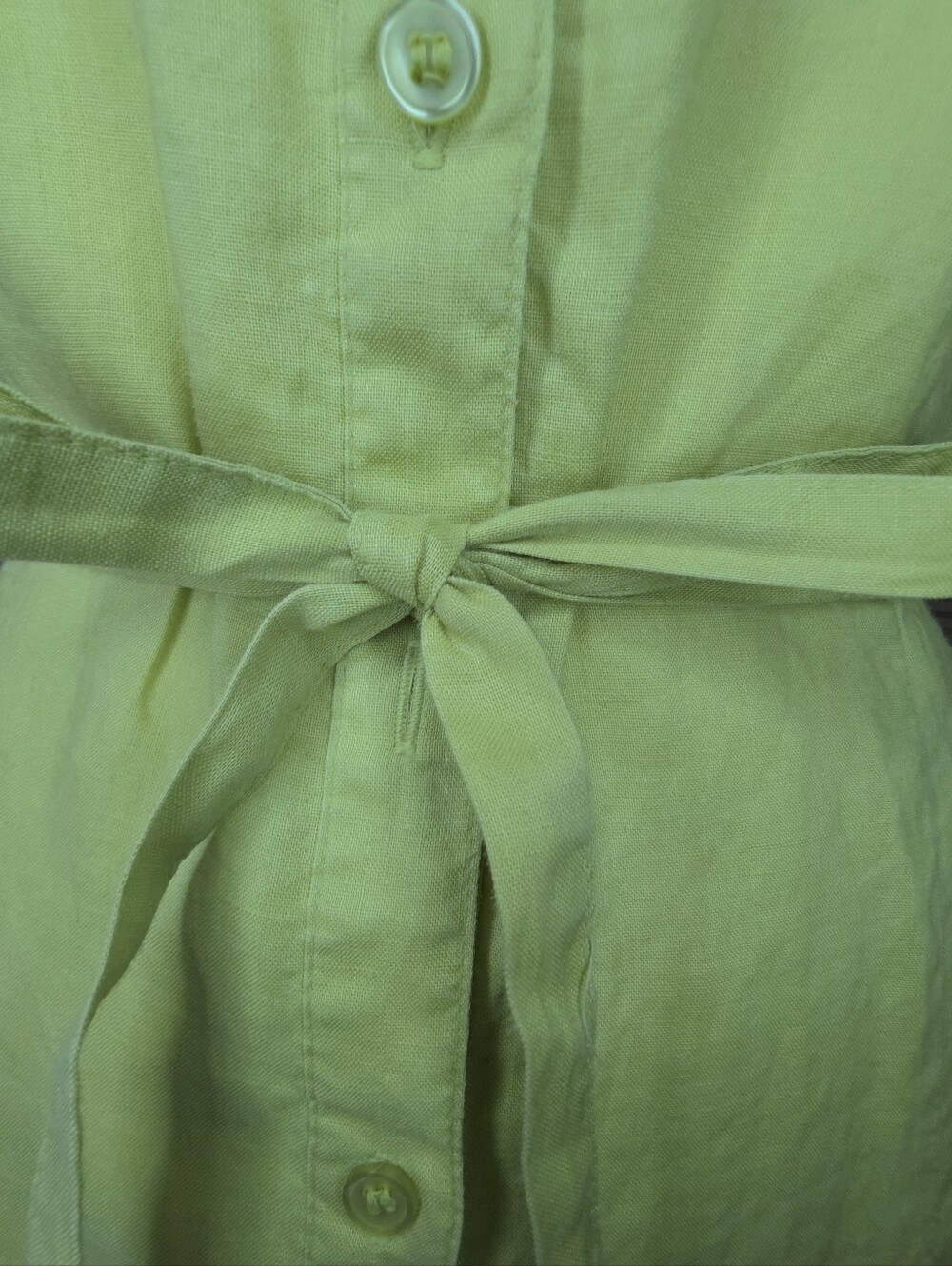 Chartreuse Green Button-down Tie-waist tunic style shirt / shirtdress size S/M - Picture 8 of 9